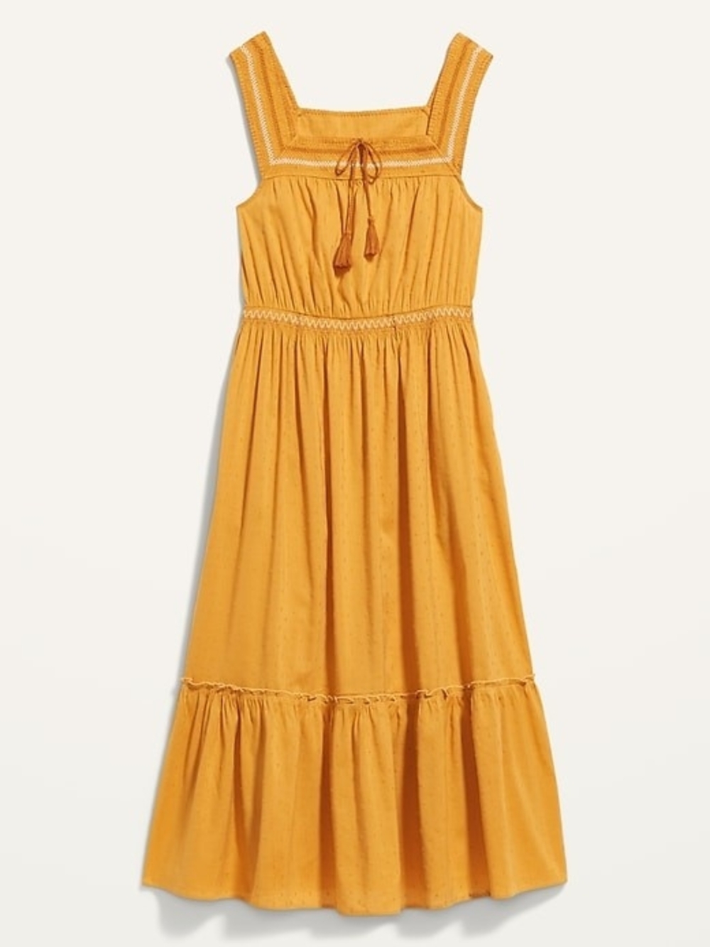 Old Navy Mustard Sleeveless Cotton Sundress with Tassel Tie Size XL